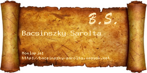 Bacsinszky Sarolta névjegykártya